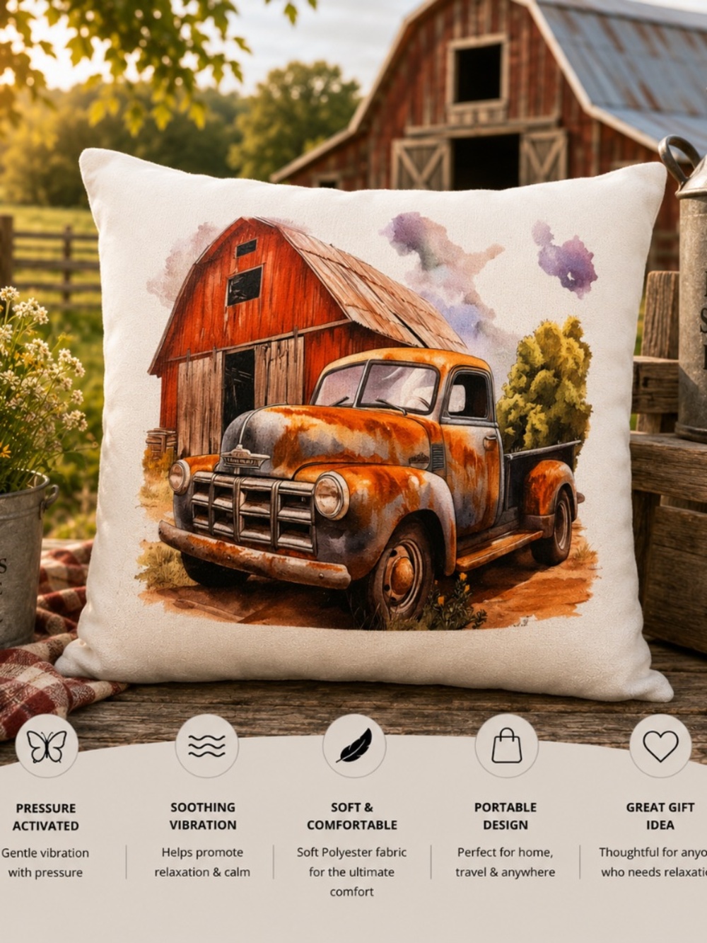 Old Truck Pressure Activated Massage Pillow